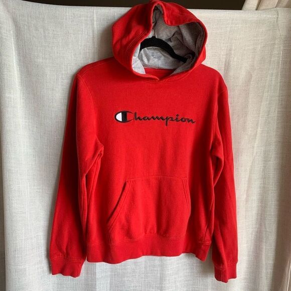 Red Logo Hoodie Mens Size XL Champion Pullover Sweatshirt Athletic Streetwear - Picture 1 of 12